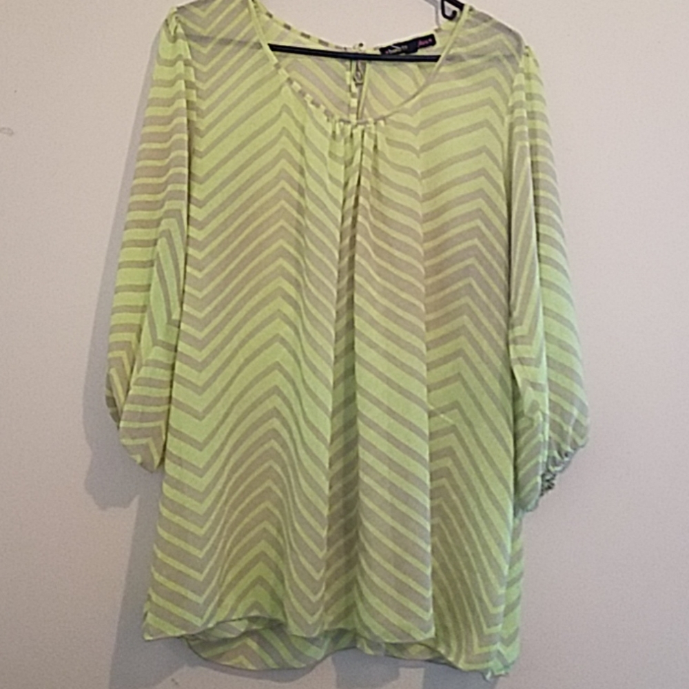 SOLD. 2x Lime green blouse with detail in back